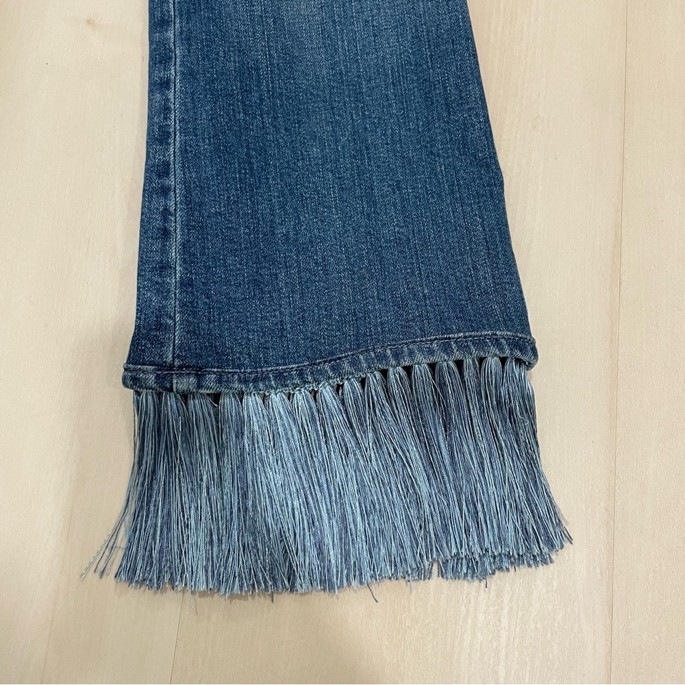 Stella McCartney Women's 29 Fringe Hem Kick Flare Jeans Stretch Mid Rise - Picture 6 of 15